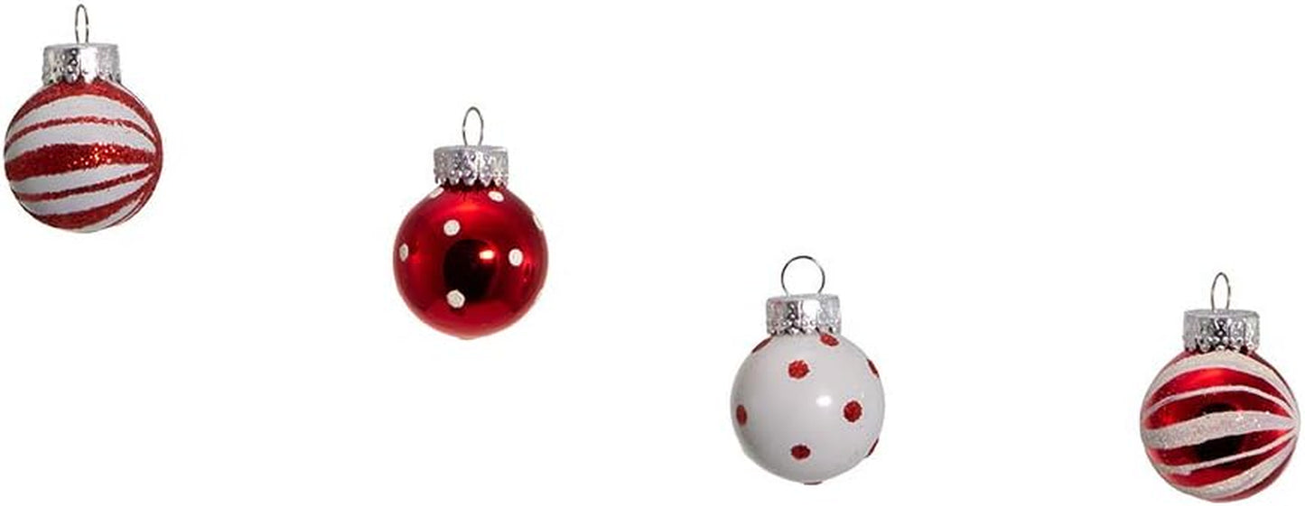 GG0294 1-Inch Ornament Set, Red, White, for Christmas