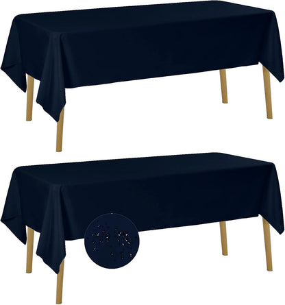 2 Pack Waterproof Rectangle Tablecloth, 60X84 Inch, Stain Resistant and Wrinkle Polyester Table Cloth, Fabric Table Cover for Kitchen Dining, Wedding, Party, Holiday Dinner-Navy