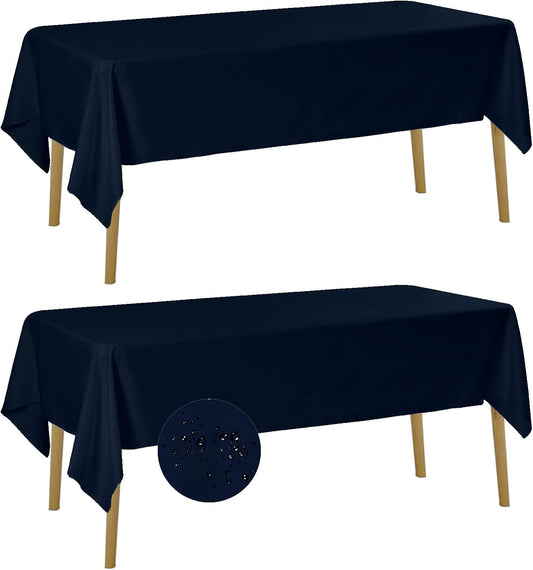 2 Pack Waterproof Rectangle Tablecloth, 60X84 Inch, Stain Resistant and Wrinkle Polyester Table Cloth, Fabric Table Cover for Kitchen Dining, Wedding, Party, Holiday Dinner-Navy