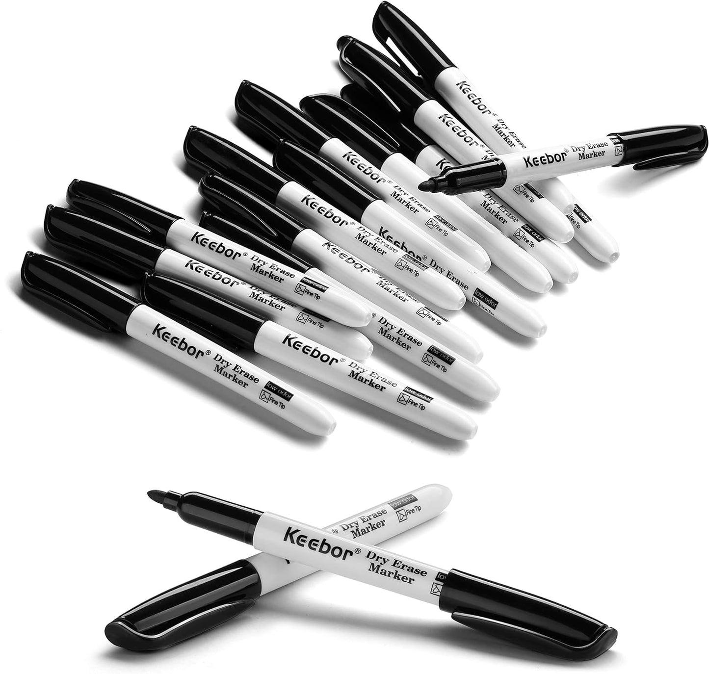 Basic Fine Tip Dry Erase Markers Black, 72 Count Low-Odor Whiteboard Markers Bulk, Office Supplies