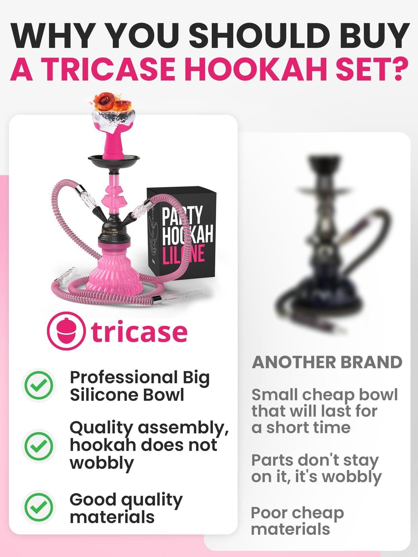 Hookah set with everything   Pink Hookah Set 2 Hose Hookah – LilOne 12” Pink