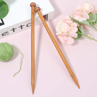 2Pcs Bamboo Knitting Needles 10-Inch Long Wooden Knitting Needles Knitting for Beginners Sock,Scarf,Handmade DIY Knitting & Crochet Supplies(9/10Mm)