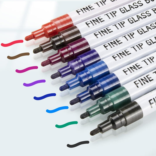 Dry Erase Markers Fine Tip, Glass Board Markers for Glass Dry Erase Board, Window, Acrylic, Planning Board, 1Mm Fine Points, 8 Bold Colors