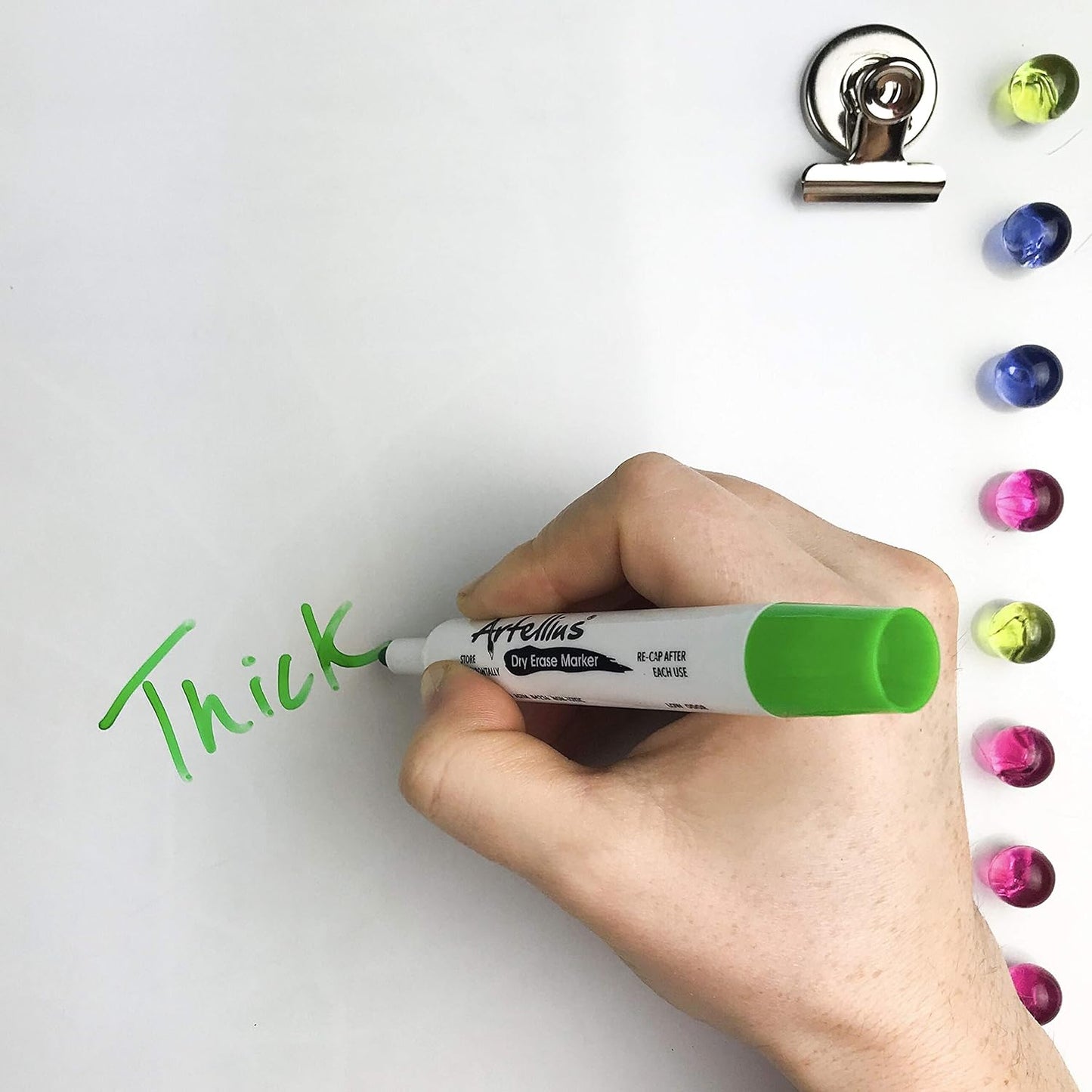 40 Pack of Dry Erase Markers (12 ASSORTED COLORS W/ 7 EXTRA BLACK) - Thick Barrel Design - Perfect Pens for Writing on Whiteboards, Dry-Erase Boards, Mirrors, & All White Board Surfaces