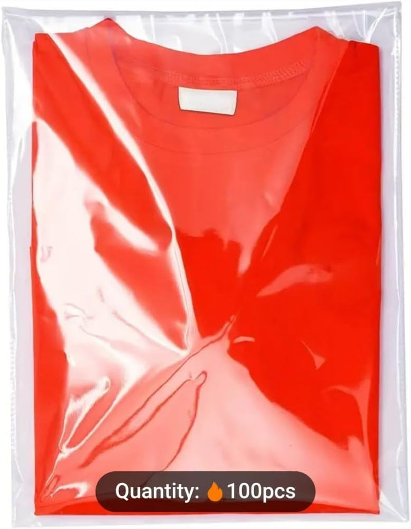 100 Pieces (9X12 Inch) Clear Plastic Bags for Packaging, Clothing & T-Shirts Strong Packing Self Adhesive Cellophane Bag