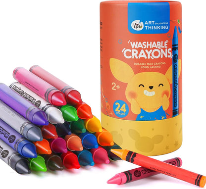 16 Colors Jumbo Crayons for Toddlers 1-3, Non Toxic Washable Crayons for Babies, Easy to Hold Large Crayons for Kids Ages 4-8, Safe for Babies and Kids，Toddler Art Supplies