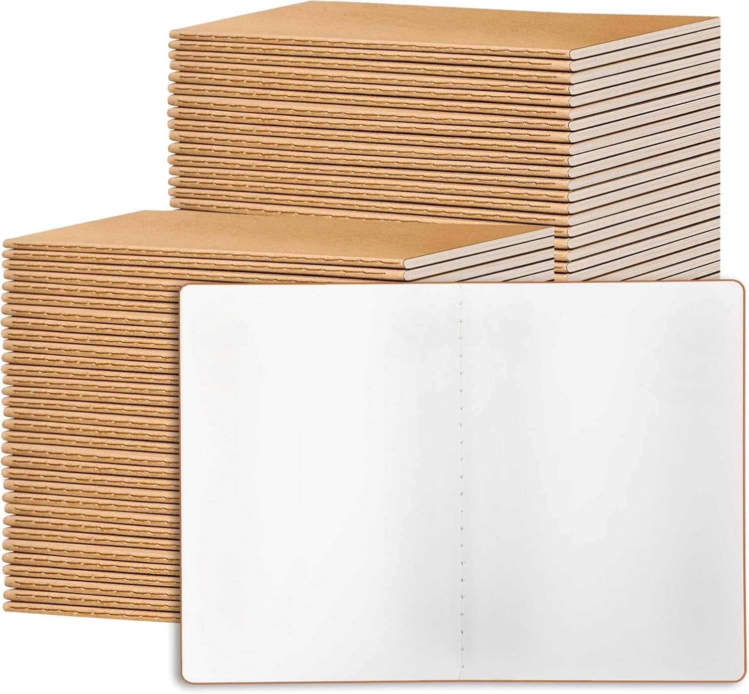 24 Pieces Blank Kraft Notebooks, 8.3X5.5 Inches A5 Small Journals Bulk Blank Notebooks 80 GSM Unlined with 60 Pages for Kids Students School Office Traveler Sketching/Drawing/Writing Supplies,30 Sheets
