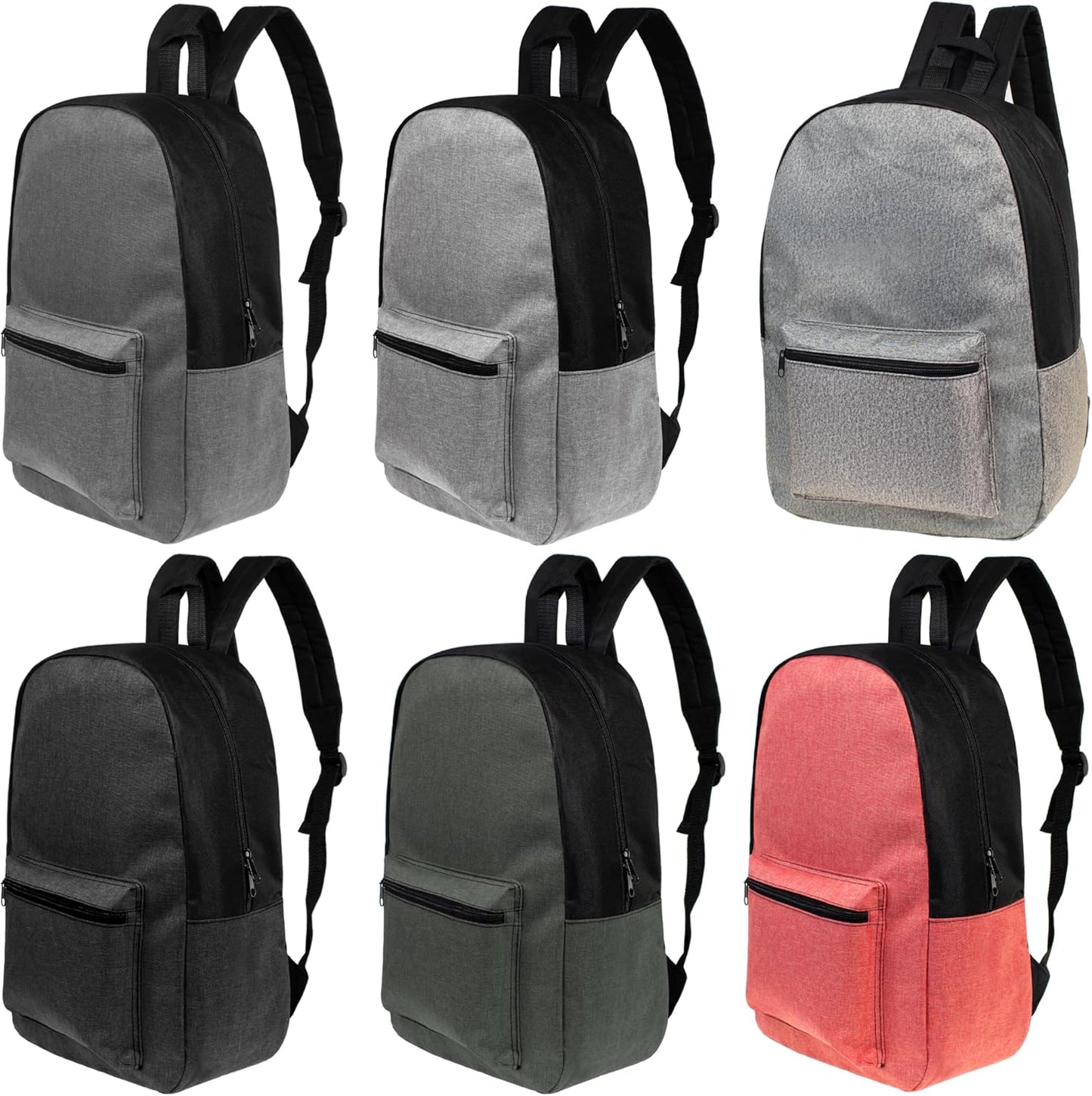 24 Pack 17 Inch Wholesale Bulk Backpack for Work School in Assorted Color Perfect for Donations and Giveaways