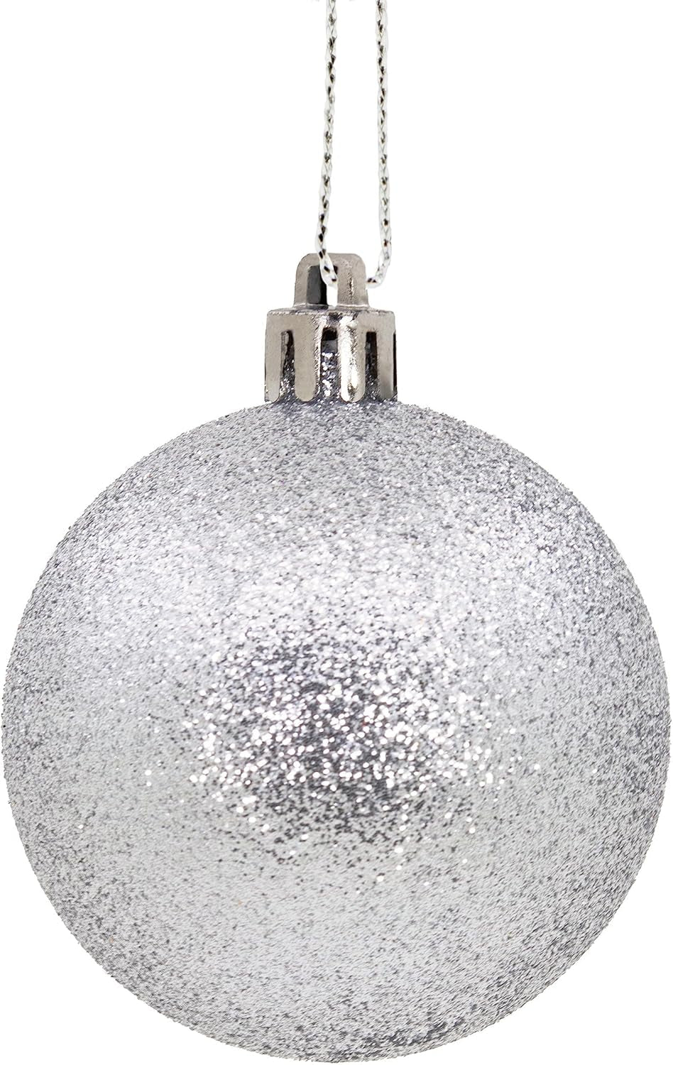 Silver Christmas Ball Ornaments, Set of 24 Christmas Baubles, Shatterproof