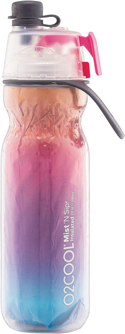 Arcticsqueeze Insulated Mist 'N Sip Water Bottle | BPA Free, 2-In-1 Mist and Sip Function W/No Leak, Locking Pull Top Spout : 20 Oz | Color Collection: Ombre, Raspberry Ombre