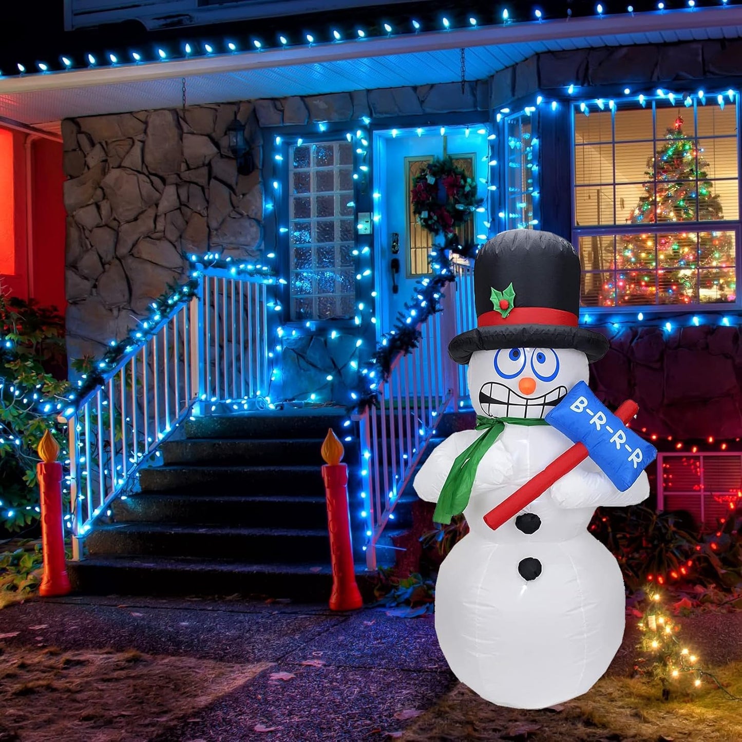 6FT High Christmas Inflatables Outdoor Shaking Snowman Big Yard Party Decoration (Shaking Snowman)