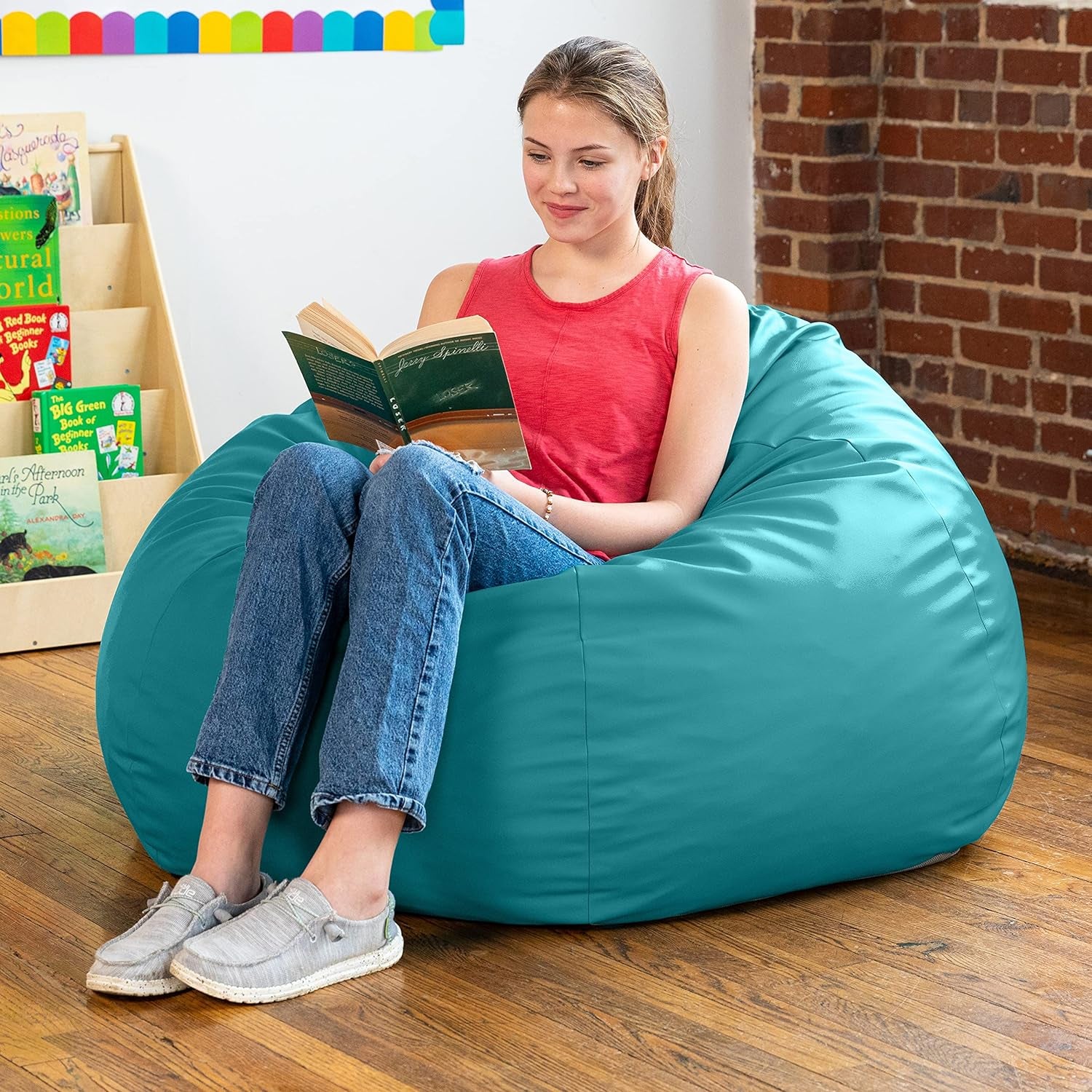 Gumdrop Jr. Kids Bean Bag for Early Childhood & Educational Environments, Premium Vinyl - Turquoise