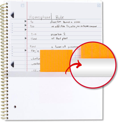 Spiral Notebook + Study App, 1 Subject, Wide Ruled Paper, 10-1/2" X 8", 80 Sheets, Glow (930020F)