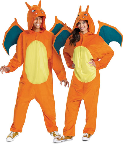 Unisex-Adult Charizard Costume for Adults, Deluxe Official Pokemon Halloween Costume with Hood and Wings