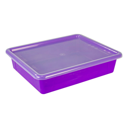 Flat Storage Tray with Lid, Purple