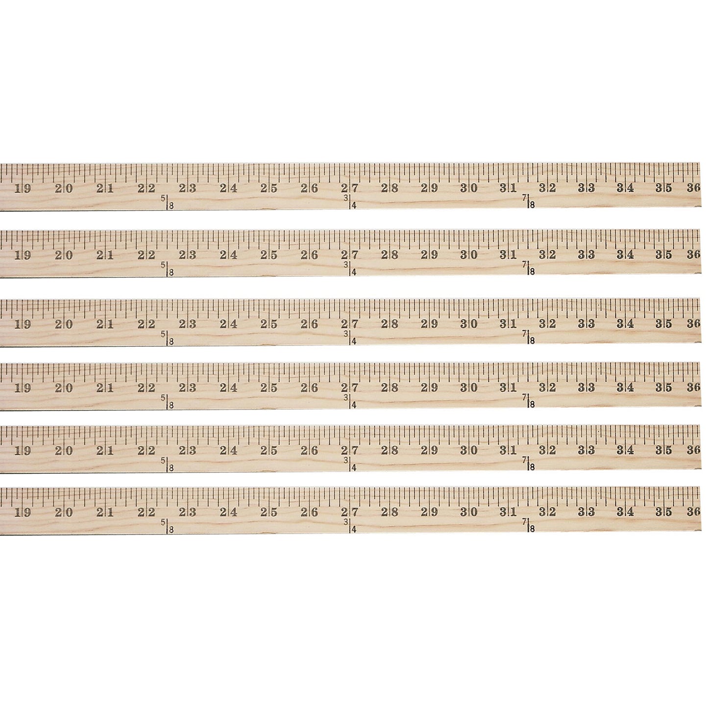 Wood Yardstick, 36", Pack of 6