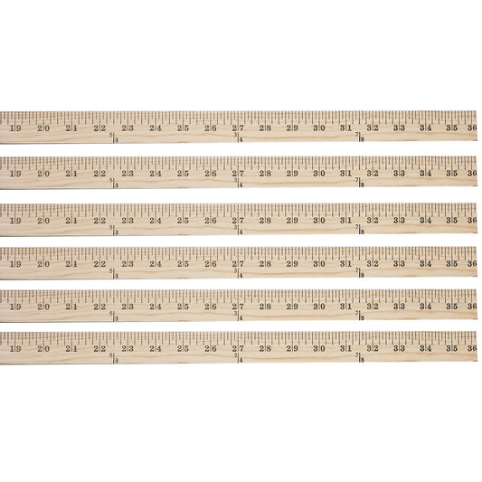 Wood Yardstick, 36", Pack of 6