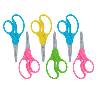 5" Hard Handle Kids Scissors, Pointed, Assorted Colors (No Color Choice), 2 Per Pack, 3 Packs