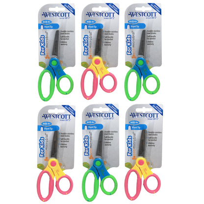 5" Anti-Microbial Kids Scissors, Blunt, Assorted Colors (No Color Choice), Pack of 6