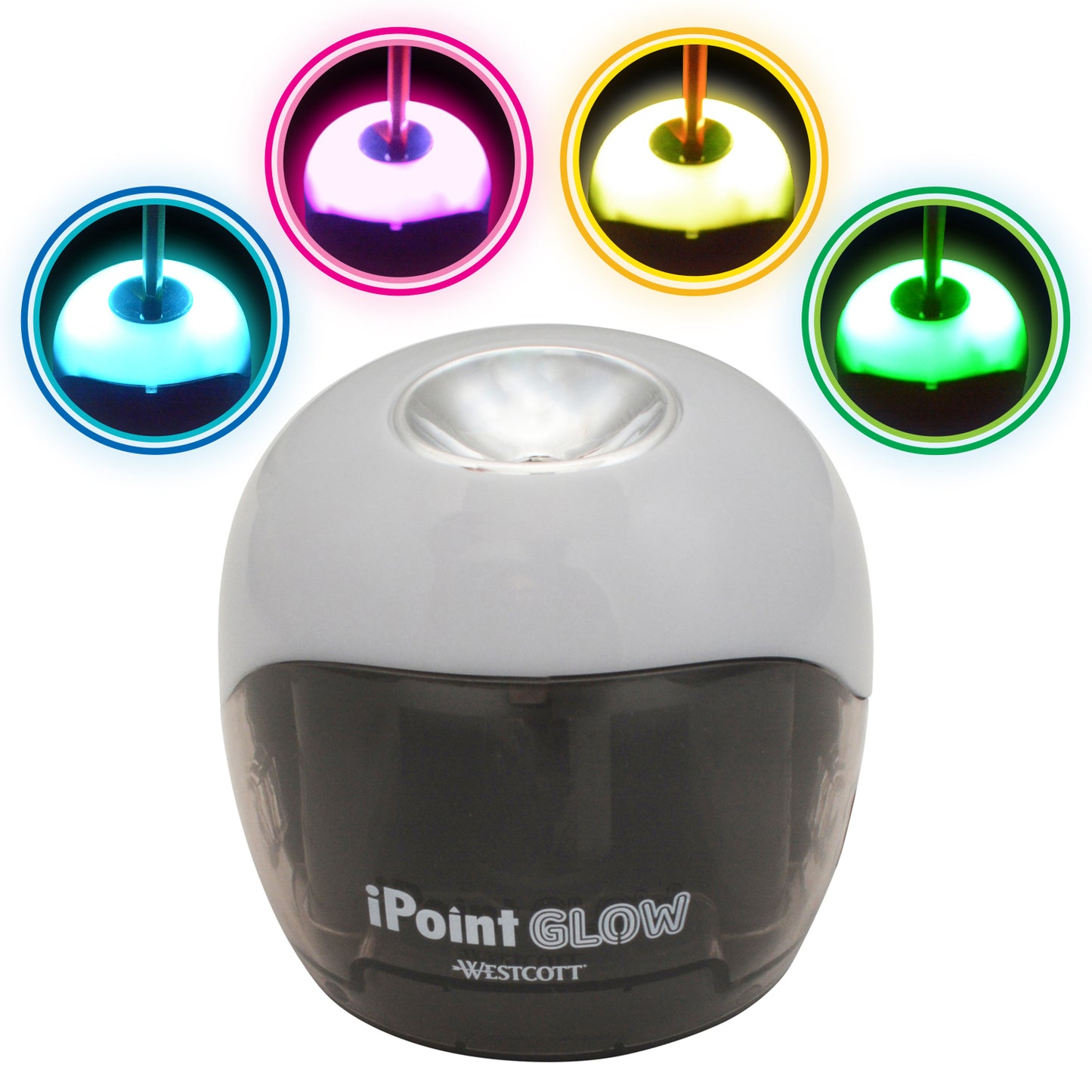 iPoint® Glow Color Changing Battery Pencil Sharpener, Assorted Colors (No Color Choice)