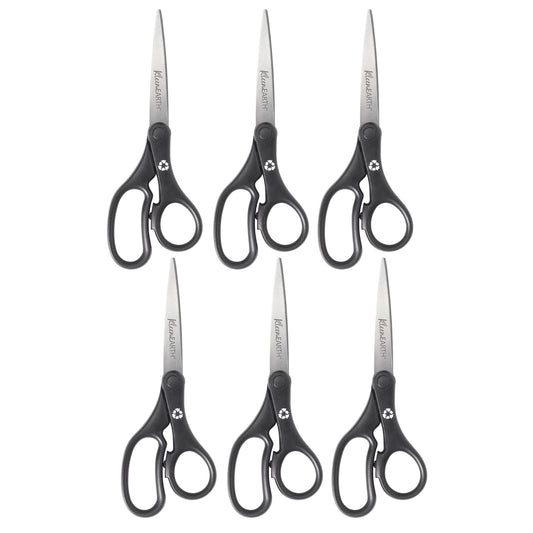 KleenEarth® Basic 8" Scissors, Straight, Black, Pack of 6