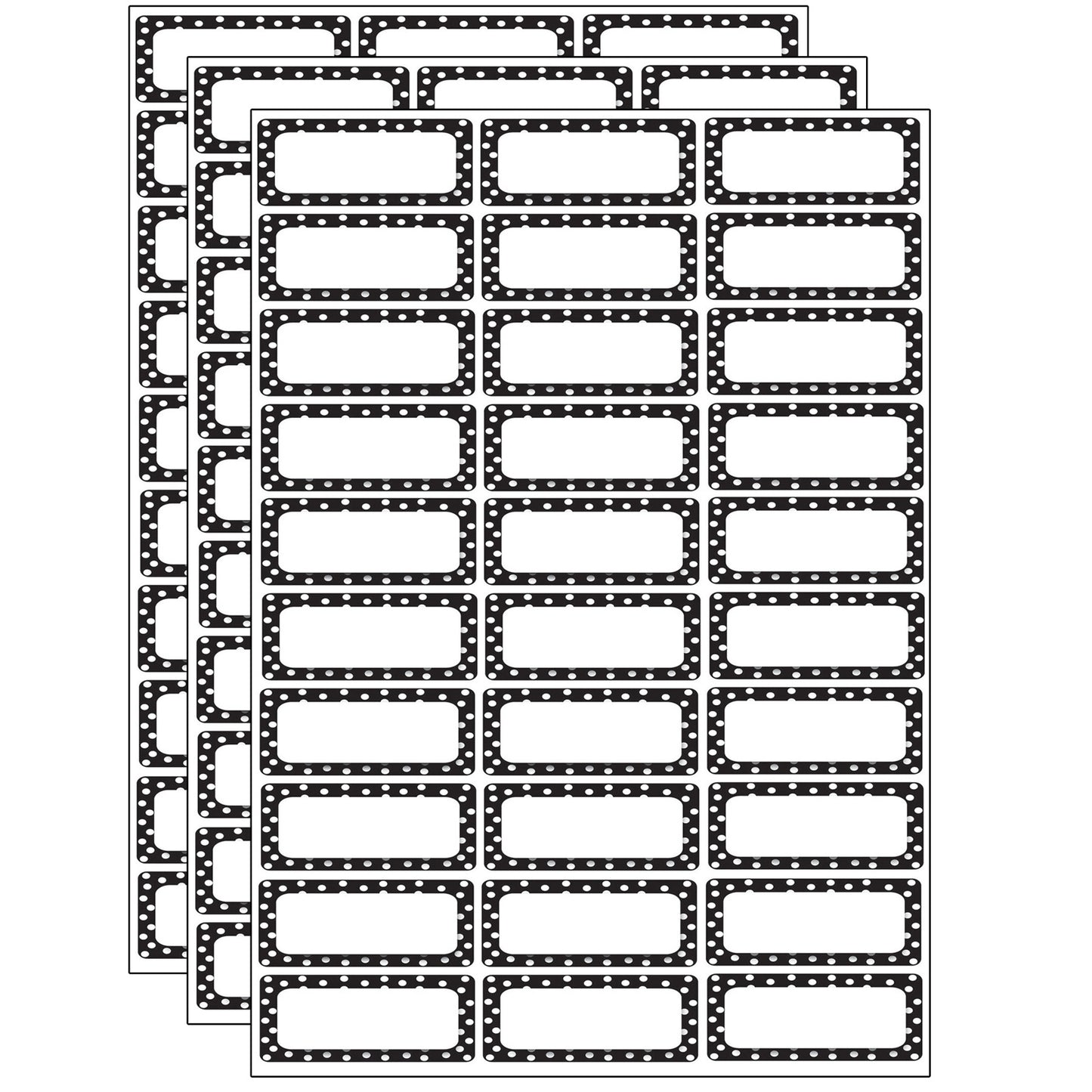 Die-Cut Magnetic Foam Black & White Dots Labels/Nameplates, 30 Per Pack, 3 Packs