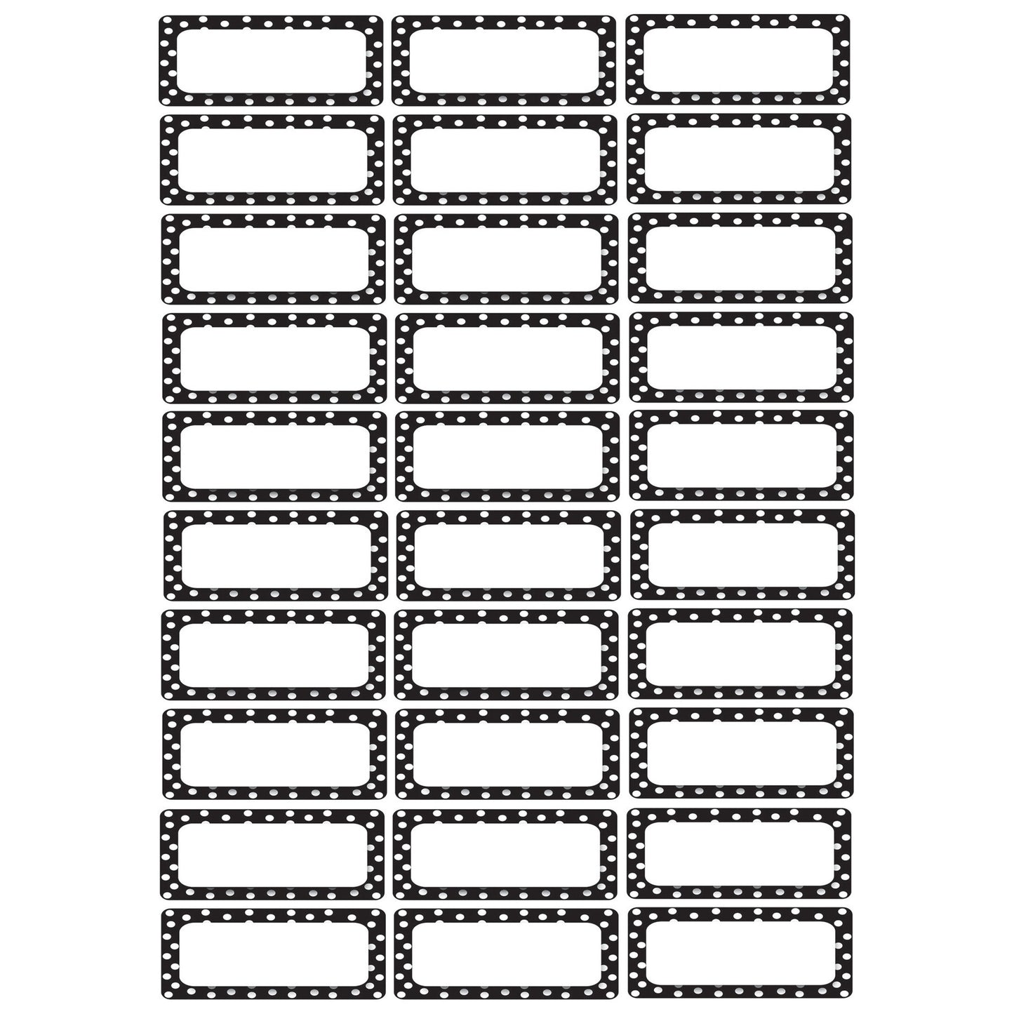 Die-Cut Magnetic Foam Black & White Dots Labels/Nameplates, 30 Per Pack, 3 Packs