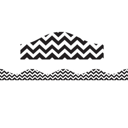 Magnetic Border, Black Chevron, 12 Feet Per Pack, 6 Packs