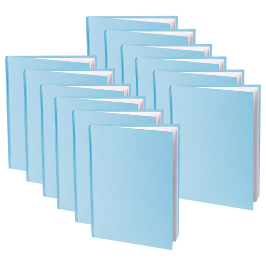 Blue Hardcover Blank Book, White Pages, 8"H x 6"W Portrait, 14 Sheets/28 Pages, Pack of 12