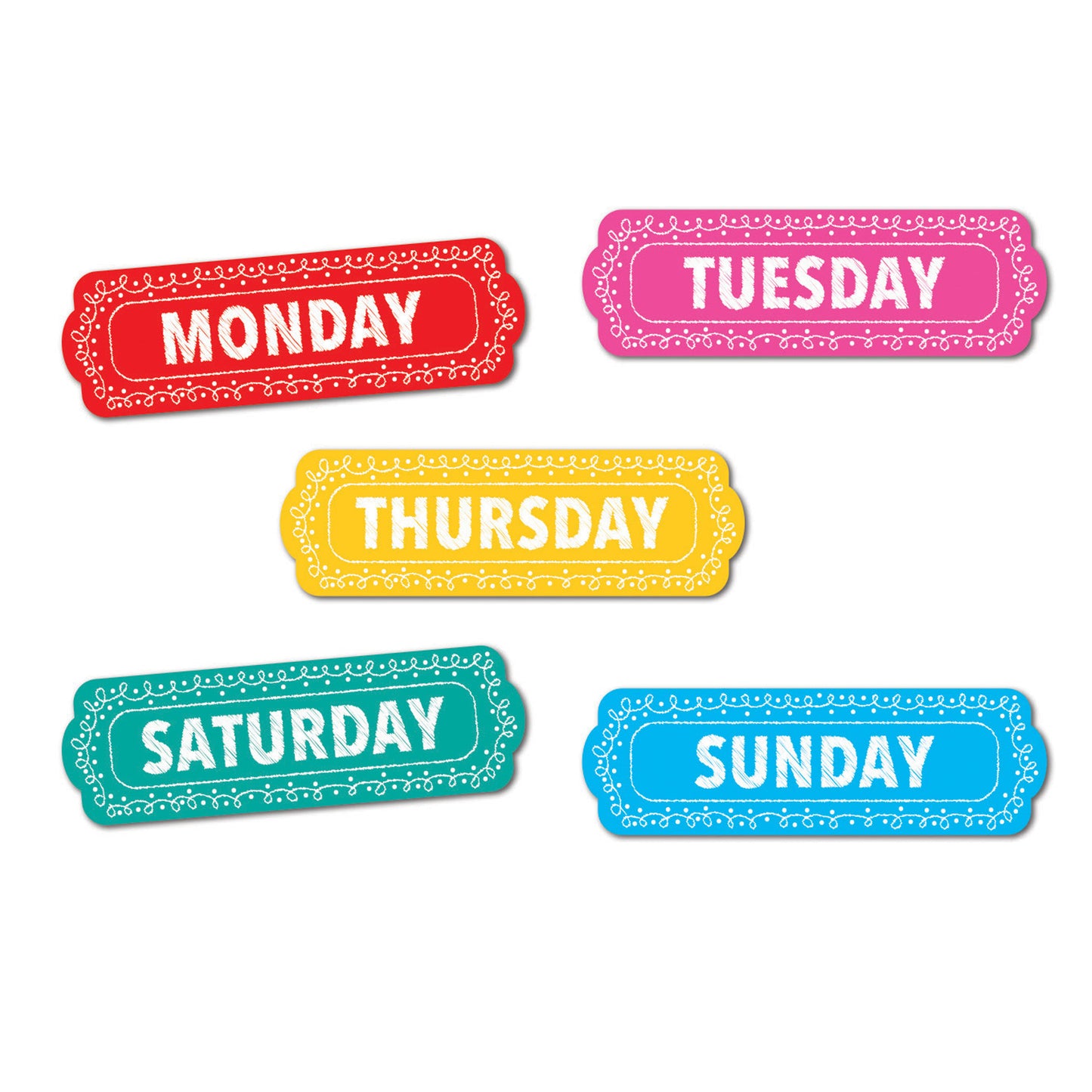 Magnetic Die-Cut Timesavers & Labels, Days of the Week, Chalk Loops, 8 Per Pack, 6 Packs