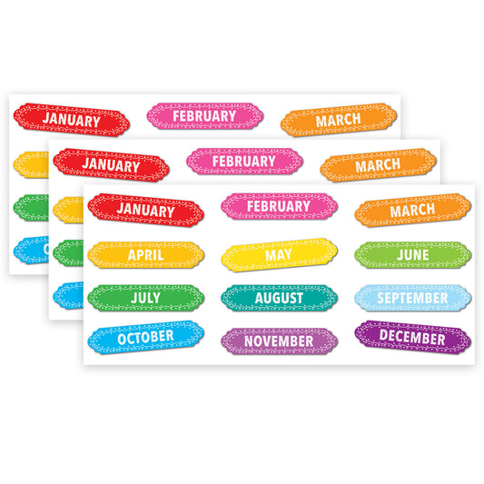 Magnetic Die-Cut Timesavers & Labels, Months of the Year, Chalk Loops, 12 Per Pack, 3 Packs