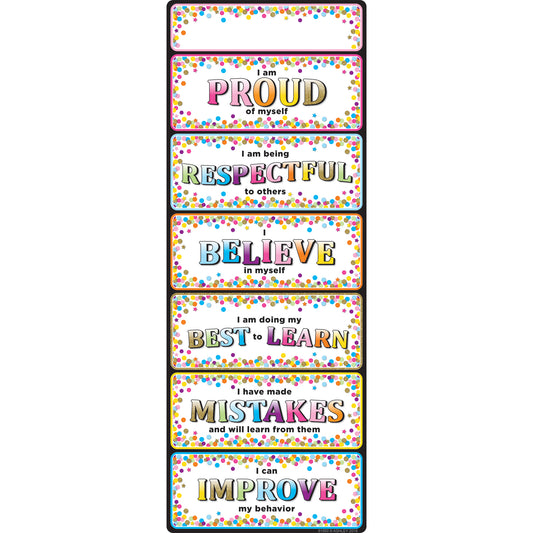 Smart Poly™ Clip Chart w/Grommet, 9" x 24", Confetti Positive Behavior