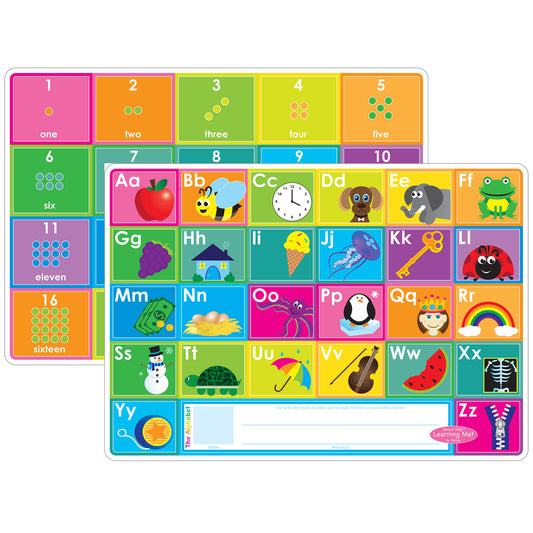 Smart Poly™ Learning Mat, 12" x 17", Double-Sided, ABC & Numbers 1-20