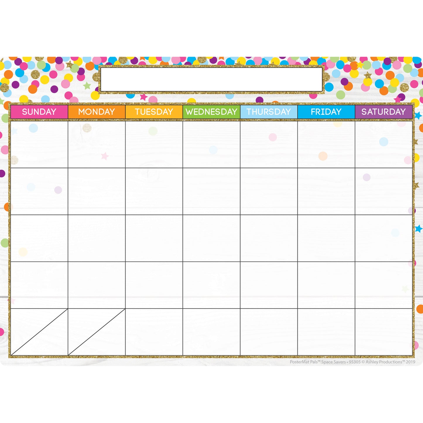 Smart Poly® Single Sided PosterMat Pals® Space Savers, Calendar Confetti Style, 13" x 9.5"