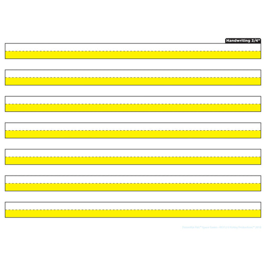 Smart Poly® Single Sided PosterMat Pals® Space Savers, 3/4" Handwriting Highlighted Yellow, 13" x 9.5"