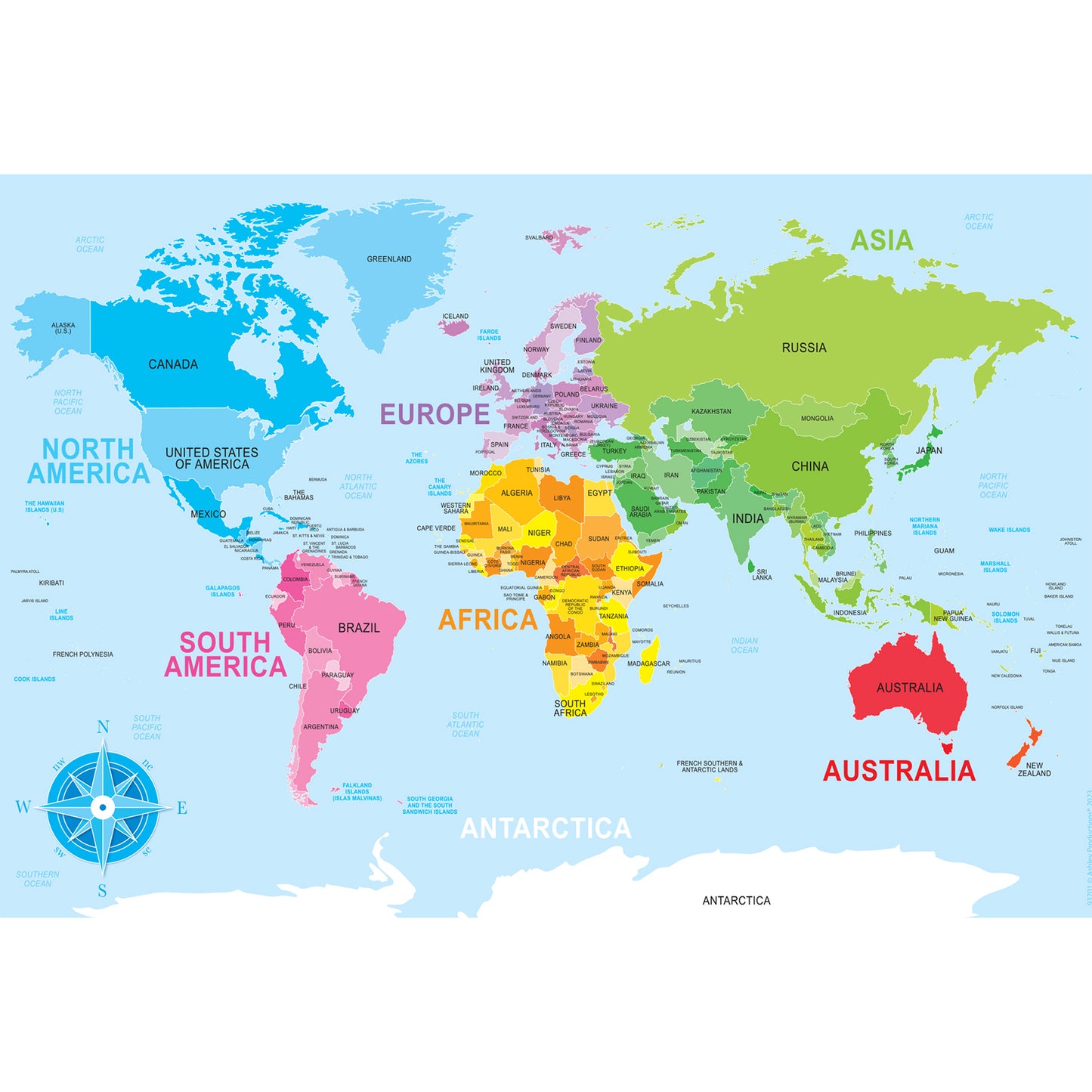Placemat Studio™ Smart Poly® World Map Learning Placemat, 13" x 19", Single Sided, Pack of 10