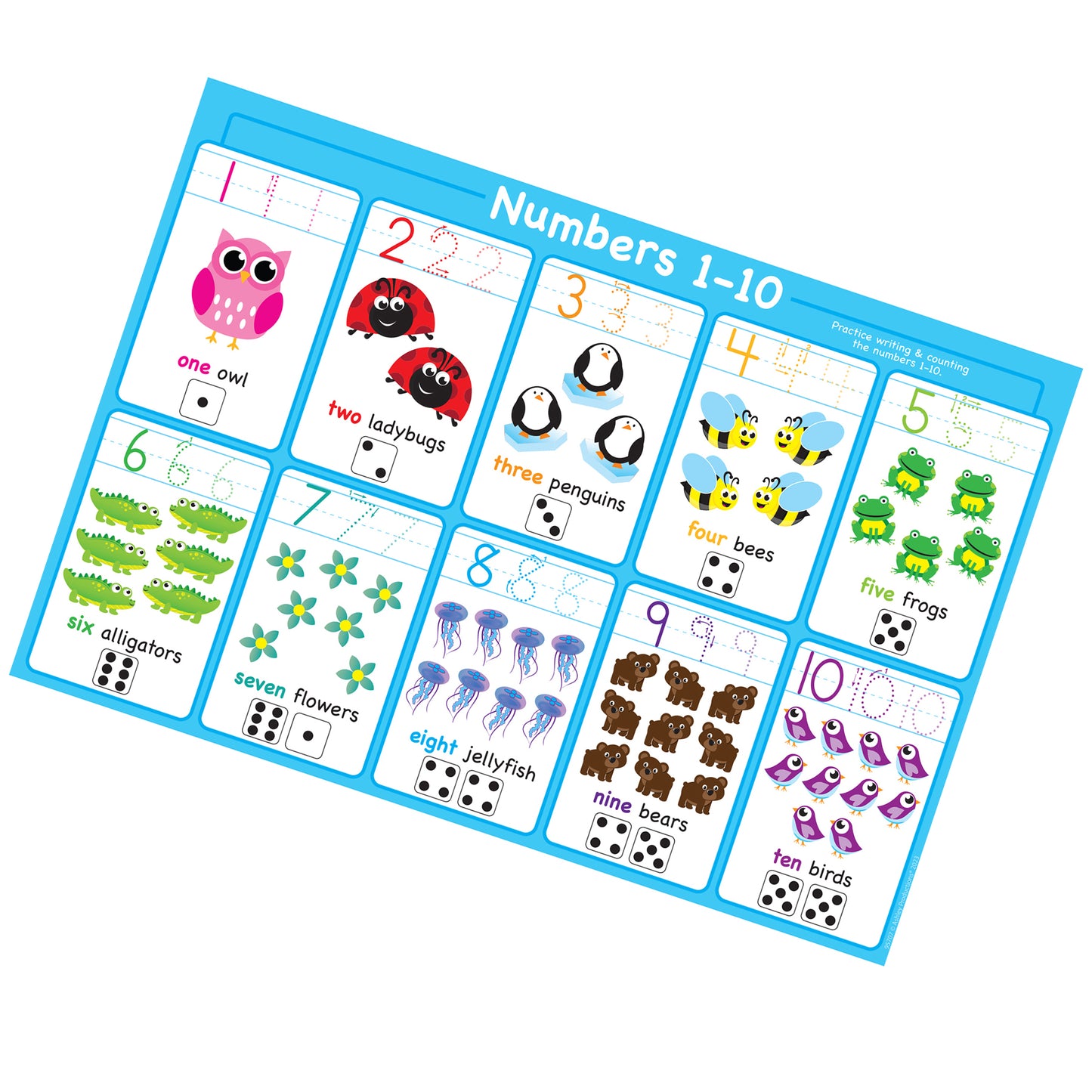 Placemat Studio™ Smart Poly® 1-10 Numbers Learning Placemat, 13" x 19", Single Sided, Pack of 10