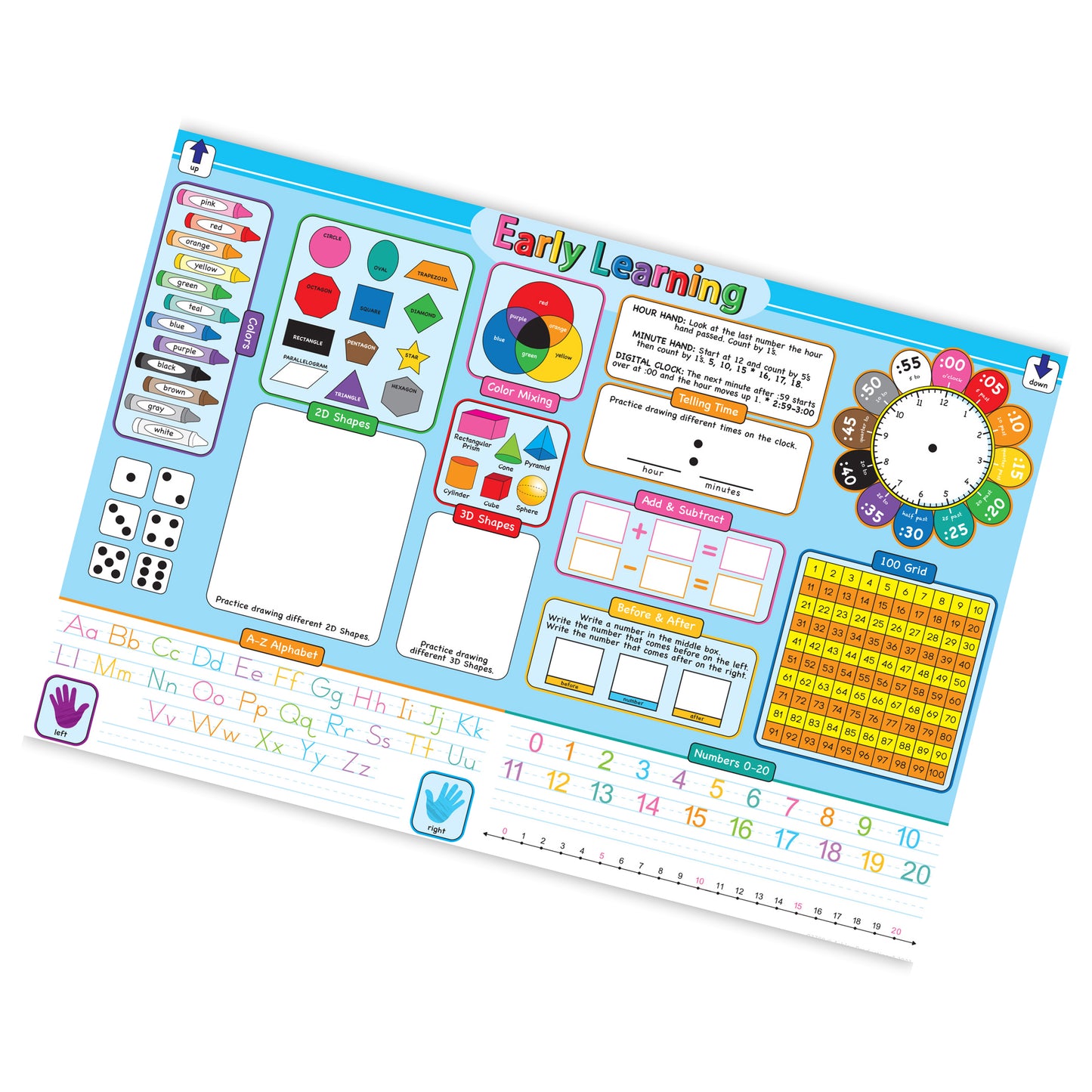 Placemat Studio™ Smart Poly® Early Learning Education Basics Learning Placemat, 13" x 19", Single Sided, Pack of 10