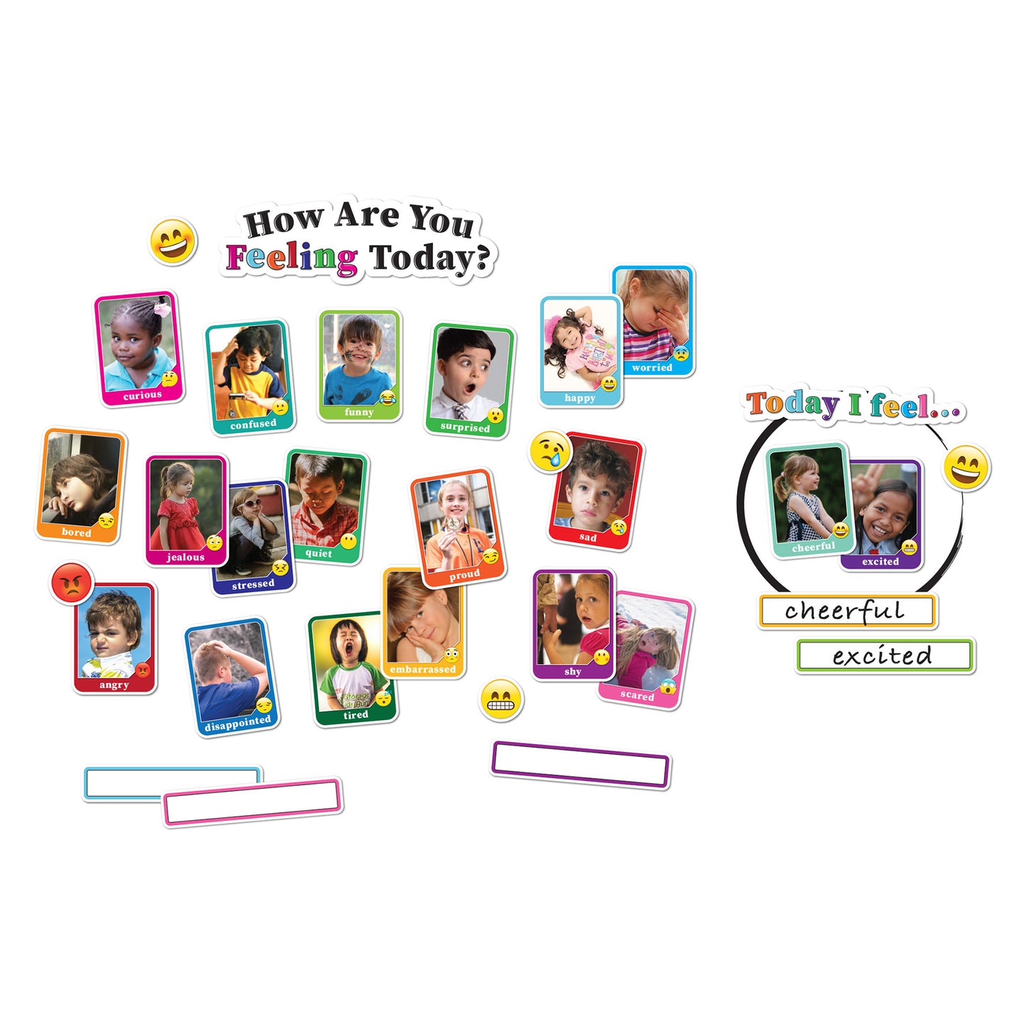 Smart Poly® Mini Bulletin Board Set, Pictures Emotions, How Are You Feeling Today, 32 Piece Set