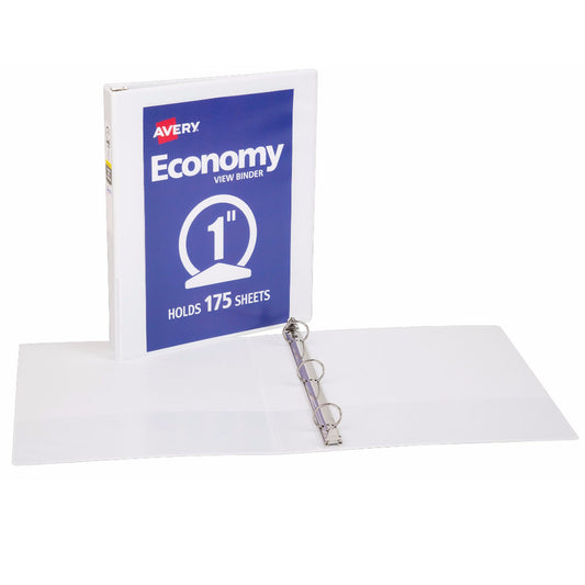 Economy View Binder, 1" Capacity, White, Pack of 3