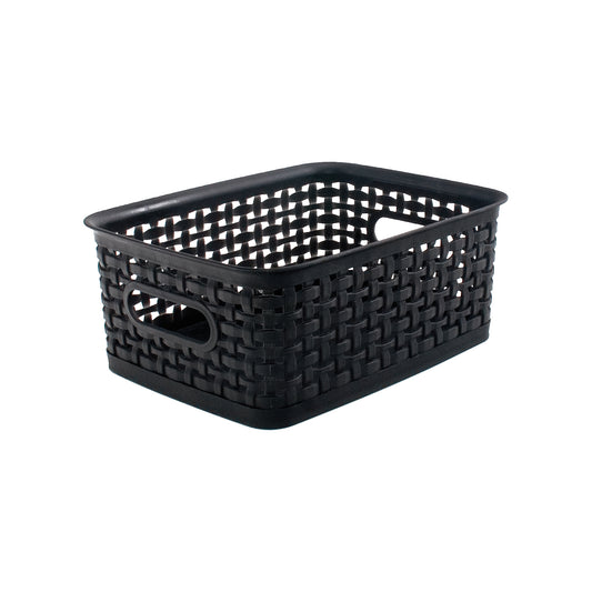 Plastic Weave Bin, Small, Black