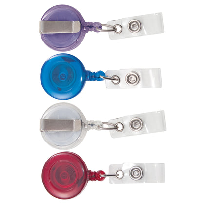 Retractable ID Card Reels with Badge Straps, Assorted, Pack of 4