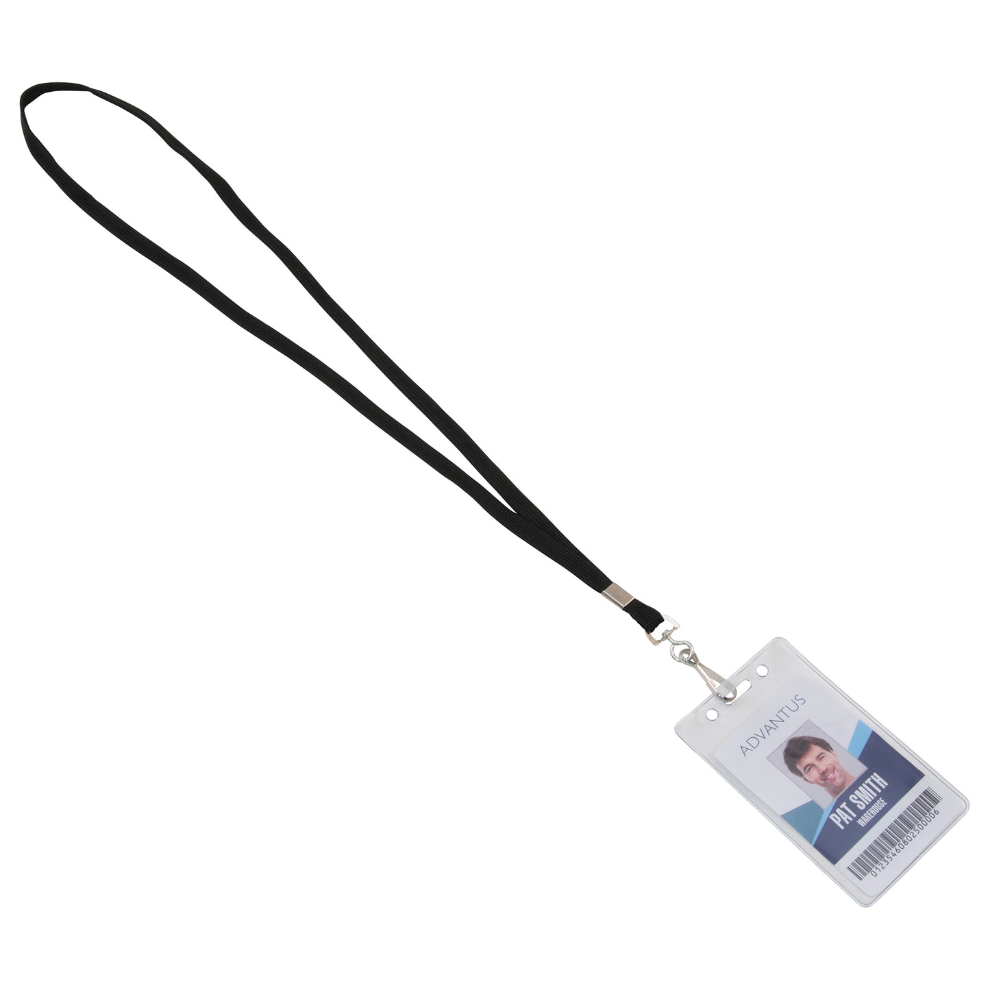 Deluxe Lanyard with J-Hook, Black, Box of 100