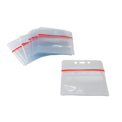 Zip Closure Sealable ID Badge Holders, Horizontal, Clear, Pack of 50