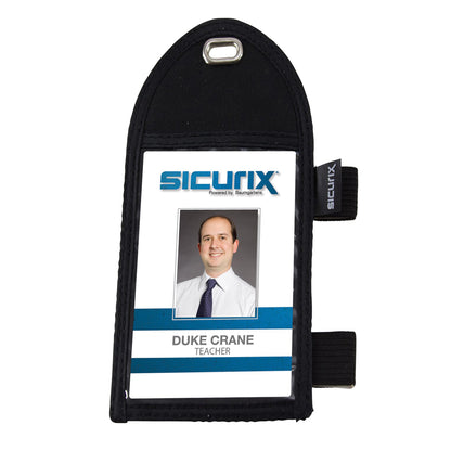 Pen Loop ID Neck Pouch Badge Holder, Vertical, Black, Pack of 3