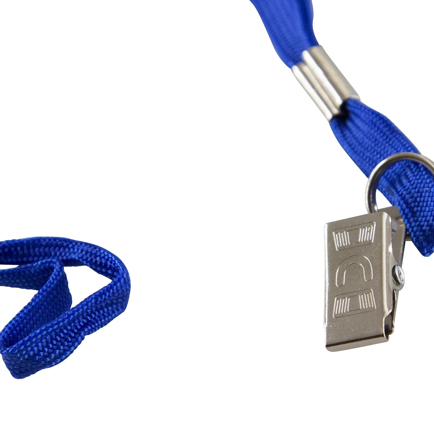 Flat Lanyard with Bulldog Clip, Blue, Pack of 100