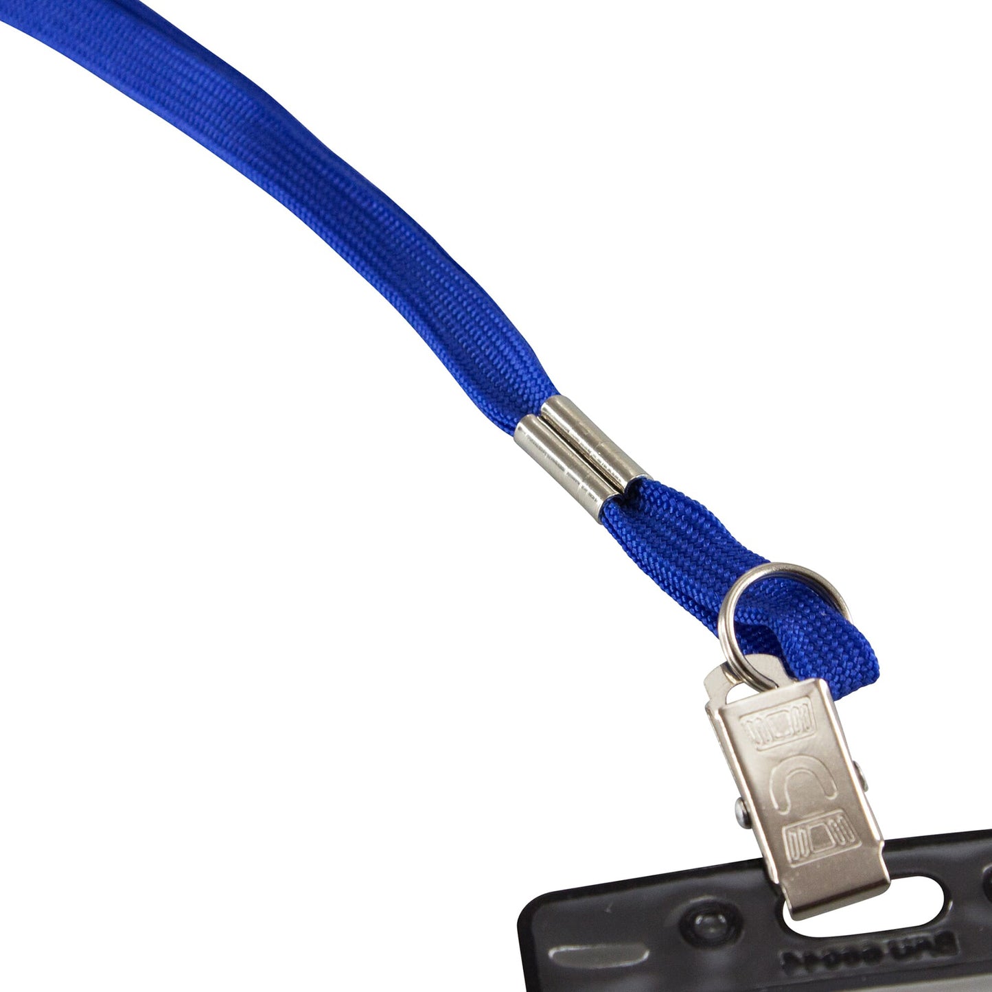 Flat Lanyard with Bulldog Clip, Blue, Pack of 100