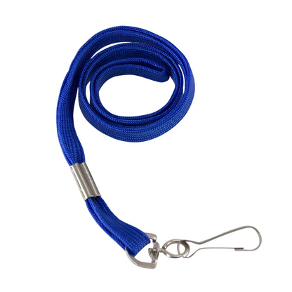 Flat Lanyard with J Hook, Blue, Pack of 100