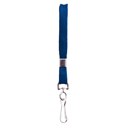 Flat Lanyard with J Hook, Blue, Pack of 100