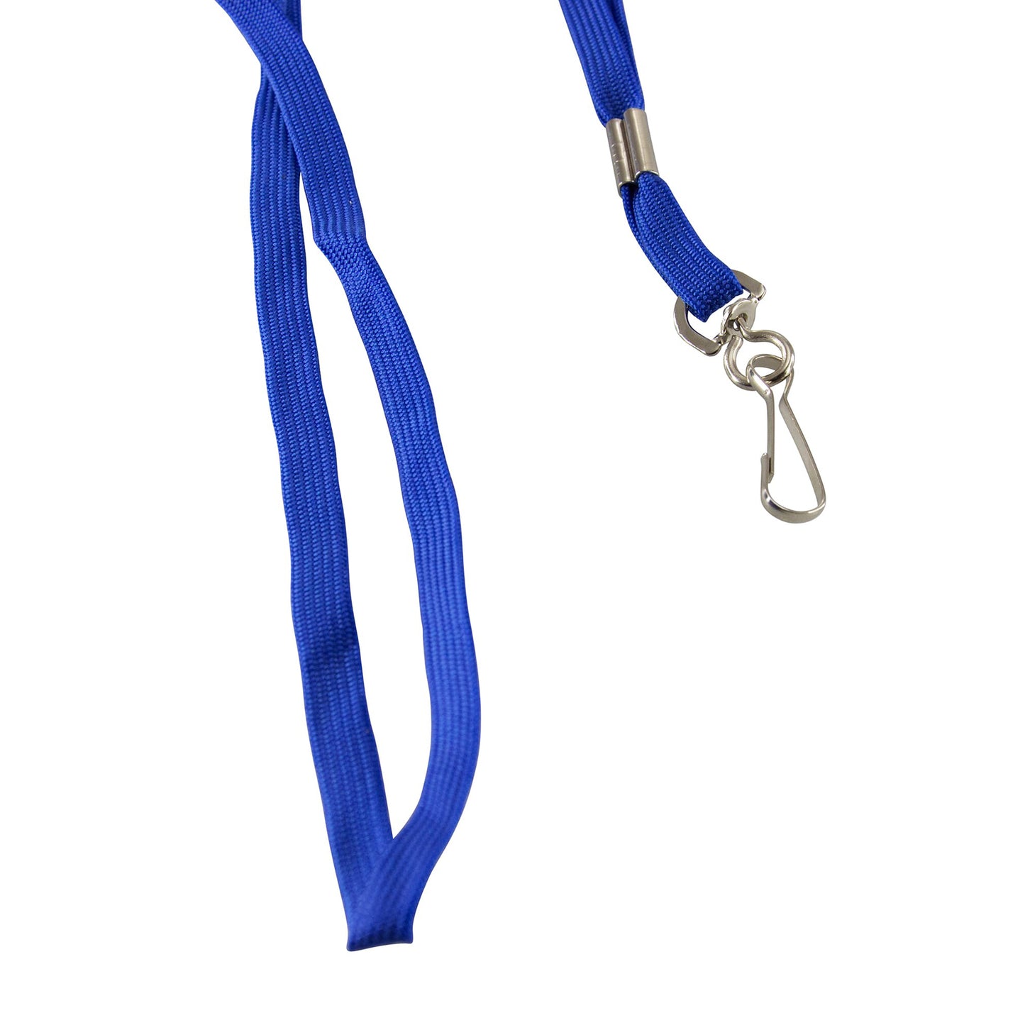 Flat Lanyard with J Hook, Blue, Pack of 100